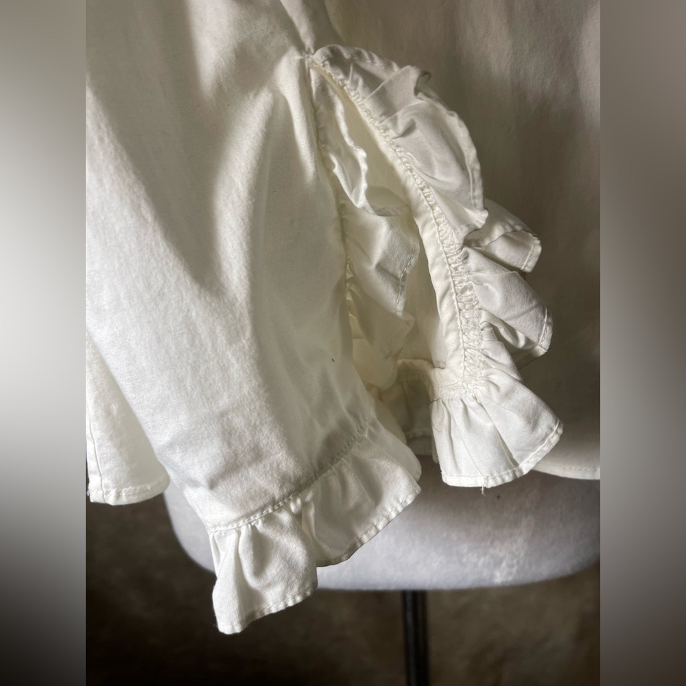 Tory Burch White Ruffle Blouse | Romantic Victorian Button Front Top Sz 2 - Picture 4 of 7